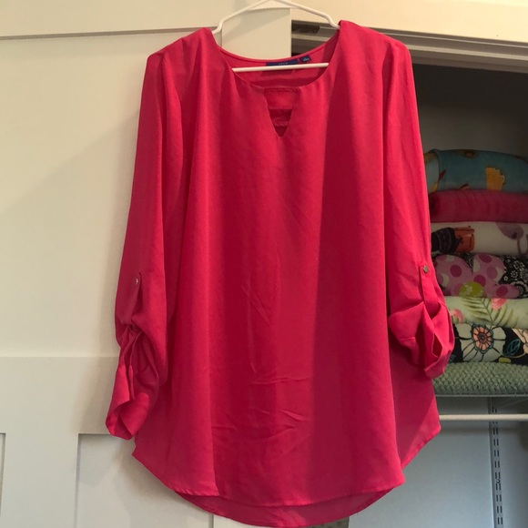 Apt. 9 Tops - Apt 9 Fuchsia Cuffed Sleeve Blouse